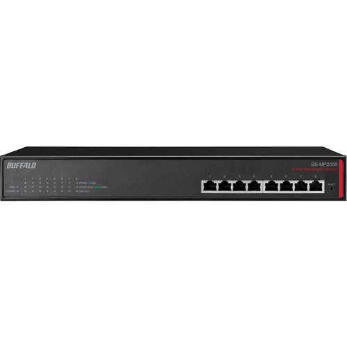 Buffalo Multi-Gigabit 8 Ports Business Switch (BS-MP2008) - 8 Ports - 10 Gigabit Ethernet - 10GBase-T - 2 Layer Supported - Twisted Pair - Desktop, Rack-mountable - Lifetime Limited Warranty