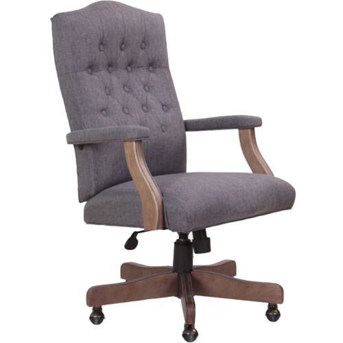 Boss Traditional Chair, Grey - Slate Gray Seat Color - Linen Seat Material - Slate Gray Back Color - Linen Back Material - Driftwood Frame Color - 5-star Base - 1 Each
