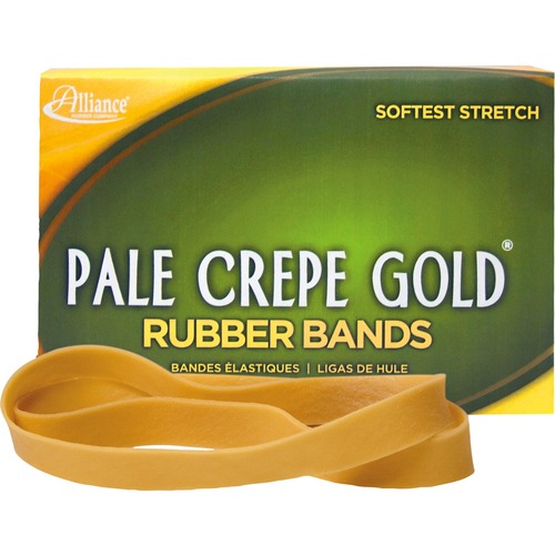 Alliance Rubber 21075 Pale Crepe Gold Rubber Bands - Size #107 - Approx. 60 Bands - 7" x 5/8" - Golden Crepe - 1 lb Box