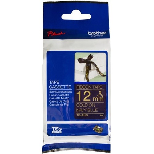 Brother PTouch Gold on Navy Ribbon Tape 12mmx4m on sale at the ATS ...