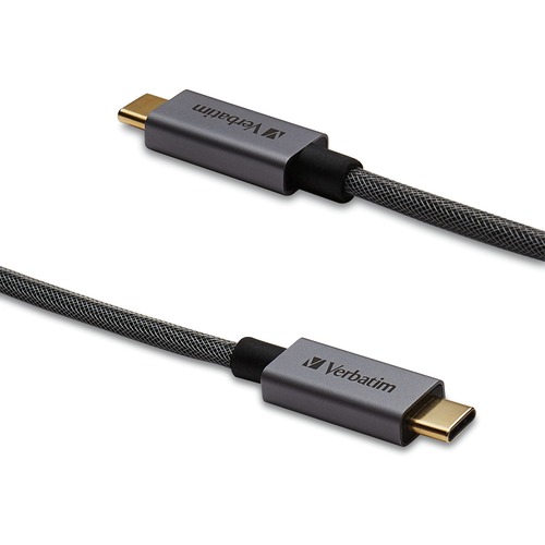 Verbatim USB-C to USB-C Cable - 47 in. Braided Black - 3.9 ft USB Data Transfer Cable - First End: 1 x Type C Male USB - Second End: 1 x Type C Male USB - 5 Gbit/s - Black - 1 Each