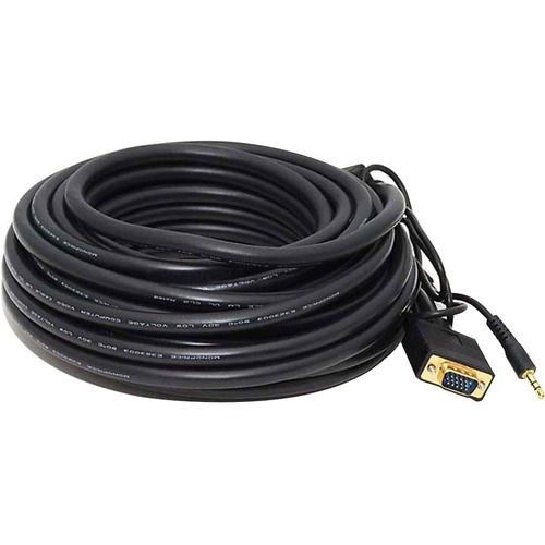 Monoprice Super Mini-phone/VGA Video Cable - 35 ft, 1.8 ft Mini-phone/VGA A/V Cable for Monitor, TV, Video Device - First End: 1 x 15-pin HD-15 - Male, 1 x Mini-phone Stereo Audio - Male - Second End: 1 x 15-pin HD-15 - Male, 1 x Mini-phone Stereo Audio -