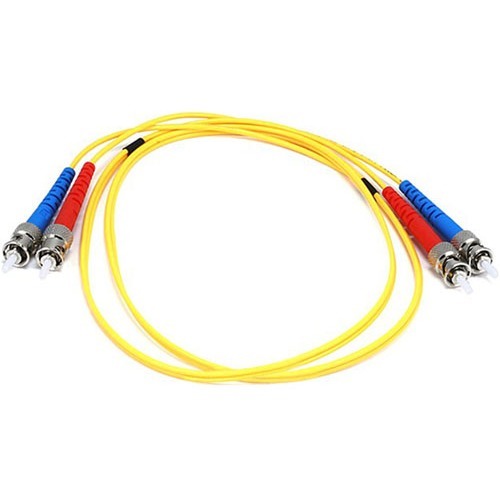 Monoprice Fiber Optic Cable, ST/ST, Single Mode, Duplex - 1 meter (9/125 Type) - Yellow - 3.3 ft Fiber Optic Network Cable for Network Device - First End: 2 x ST Network - Male - Second End: 2 x ST Network - Male - 9/125 µm - Yellow