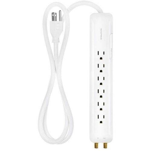 Monoprice 9199 6-Outlets Surge Suppressor/Protector - 6 x AC Power - 1.80 kVA - 1080 J - 120 V AC Input - Coaxial - 4 ft - Wall Mountable