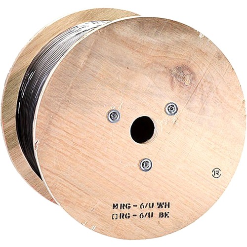 Monoprice 1000ft RG6 (18AWG), Quad Shield, CL2 Bulk Cable - Black - 1000 ft Coaxial Antenna Cable for Antenna, TV - First End: Bare Wire - Second End: Bare Wire - Shielding - 18 AWG - Black