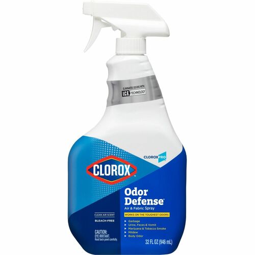 CloroxPro™ Odor Defense Air and Fabric Spray - For Multipurpose - 32 fl oz (1 quart) - Clean Air Scent - 1 Each - Durable, Long Lasting, Bleach-free - Clear