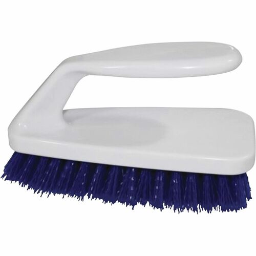 Genuine Joe Iron Handle Scrub Brush - 6.3" Overall Length - Plastic Handle - 1 Each - Blue, White