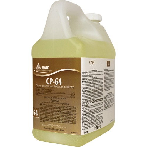 RMC CP-64 Cleaner - For Toilet - Concentrate - 64 fl oz (2 quart) - Fresh Lemon Scent - 4 / Carton - Disinfectant - Yellow