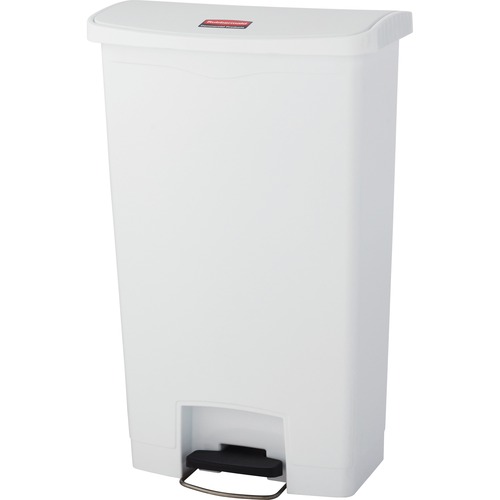 Rubbermaid Commercial Slim Jim 18-gal Step-On Container - Step-on Opening - Hinged Lid - 18 gal Capacity - Manual - Durable, Foot Pedal, Easy to Clean - 31.6" Height x 12.2" Width - Plastic, Resin - White - 1 Each