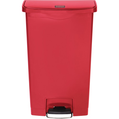 Rubbermaid Commercial Slim Jim 18-gal Step-On Container - Step-on Opening - Hinged Lid - 18 gal Capacity - Manual - Durable, Foot Pedal, Easy to Clean - 31.6" Height x 12.2" Width - Plastic, Resin - Red - 1 Each