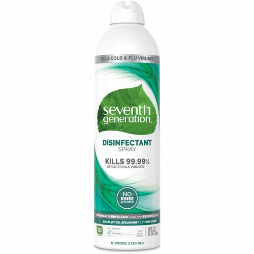 Seventh Generation Disinfectant Cleaner - For Day Care - 13.9 fl oz (0.4 quart) - Eucalyptus Spearmint & Thyme Scent - 1 Each - Non-flammable, Anti-bacterial - Clear