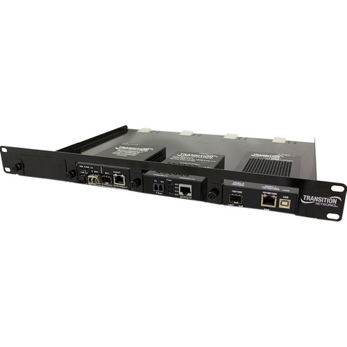 Transition Networks 4-Slot Media Converter Shelf - For Media Converter - 1U Rack Height x 19" Rack Width - Rack-mountable