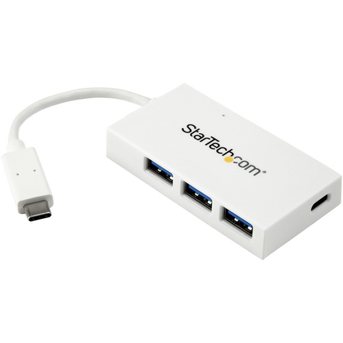 StarTech.com 4 Port USB C Hub with 1x USB-C & 3x USB-A (SuperSpeed 5Gbps) - USB Bus Powered - Portable/Laptop USB 3.0 Type-C Hub - White - Portable 4 Port USB-C hub - USB Type-C laptop to 3 USB-A/1 USB-C - SuperSpeed 5Gbps (USB 3.0/USB 3.1/3.2 Gen 1) - US