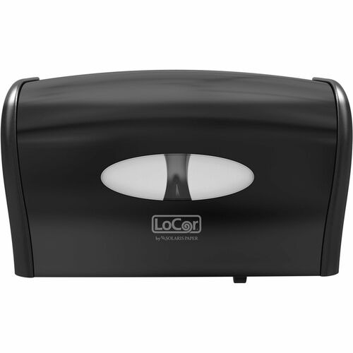 LoCor Side-By-Side Bath Tissue Dispenser - 300 x Sheet - 5.2" Height x 14.9" Width x 9.1" Depth - Black - 1 Each