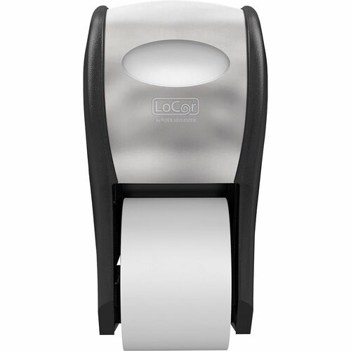 LoCor Top-Down Wall-Mount Bath Tissue Dispenser, Stainless - Roll Dispenser - 2 x Roll - 7.3" Height x 13.4" Width x 7.3" Depth - Plastic - Stainless Steel - Long Lasting, Perforated - 1 Carton