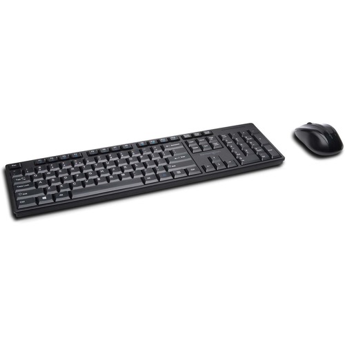 Kensington Pro Fit Wireless Low-profile Desk Set - USB Membrane Wireless RF 2.40 GHz Keyboard - Black - USB Wireless RF Mouse - Optical - 1200 dpi - Scroll Wheel - QWERTY - Black - Symmetrical - Compatible with Desktop Computer, Workstation - 1 Pack - Mice & Keyboard Bundles - KMWK75230US