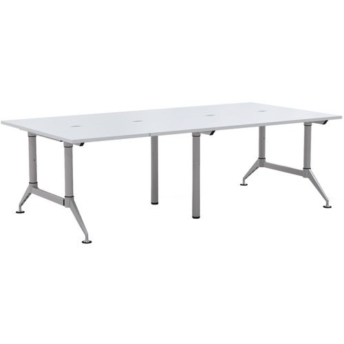 Mayline EVEN - Station - Driftwood Rectangle Top - Silver Base - 200 lb Capacity - 96" Table Top Width x 48" Table Top Depth x 1" Table Top Thickness - 29" Height - Assembly Required - Thermofused Laminate (TFL) Top Material - 1 Each
