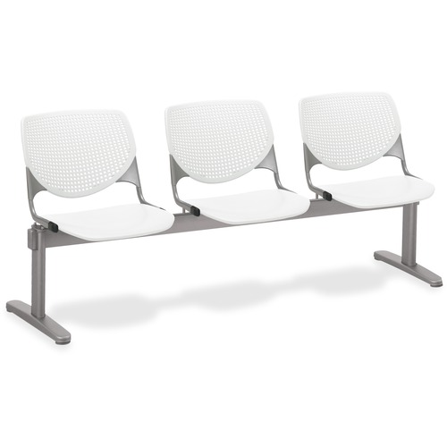KFI KOOL 3 Seat Beam - Polypropylene Seat - Polypropylene Back - Powder Coated Silver Steel Frame - White - 1 Each