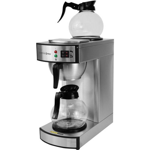 Coffee Pro 3 Burner Commercial Coffee Brewer 2.32 quart 36 Cups Multi serve  Silver Glass Body - Office Depot