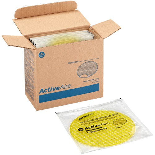 ActiveAire Deodorizer Urinal Screens - Lasts upto 30 Days - Deodorizer - 12 / Carton - Yellow