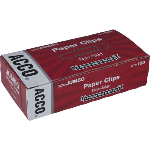 Wilson Jones Economy Jumbo Paper Clip - Jumbo - No. 4 - 2.40" (60.96 mm) Width - 20 Sheet Capacity - for Paper, Document - Non-skid - Silver - 100 / Box