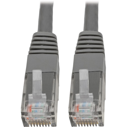 Tripp Lite Cat6 Cat5e Gigabit Molded Patch Cable RJ45 M/M 550MHz Gray 3ft 3' - RJ-45 for Computer, Printer, Gaming Console, Blu-ray Player, Photocopier, Router, Modem - 128 MB/s - Patch Cable - 3 ft - 1 x RJ-45 Male Network - 1 x RJ-45 Male Network - Gold