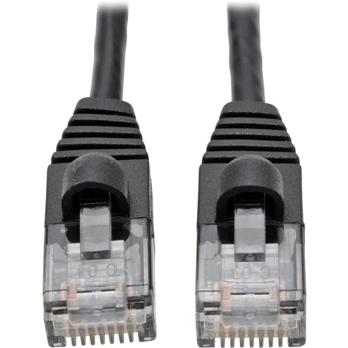 Tripp Lite Cat6a Gigabit Snagless Molded Slim UTP Patch Cable M/M Black 1ft - Category 6a for PC, Server, Router, Printer, Patch Panel, Switch, Network Device - 1.25 GB/s - Patch Cable - 1 ft - 1 x RJ-45 Male Network - 1 x RJ-45 Male Network - Black