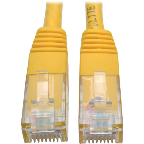 Tripp Lite Cat6 Cat5e Gigabit Molded Patch Cable RJ45 MM 550MHz Yellow 20ft 20' - RJ-45 for Computer, Printer, Gaming Console, Blu-ray Player, Photocopier, Router, Modem - 128 MB/s - Patch Cable - 20 ft - 1 x RJ-45 Male Network - 1 x RJ-45 Male Network - 