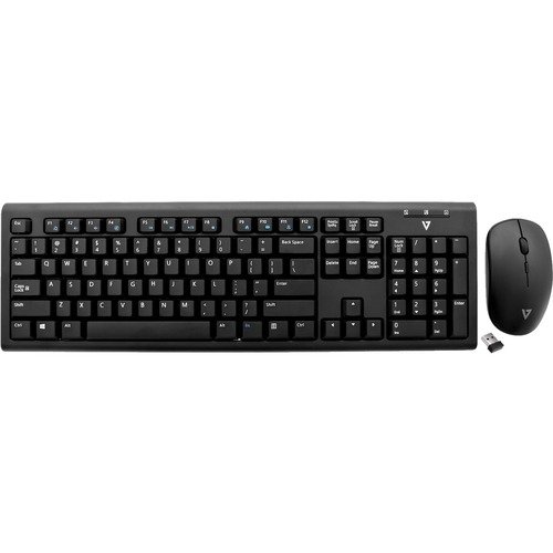 V7 CKW200USWireless Keyboard and Mouse Combo - Black - US - Wireless Keyboard and Mouse Combo - Black - US