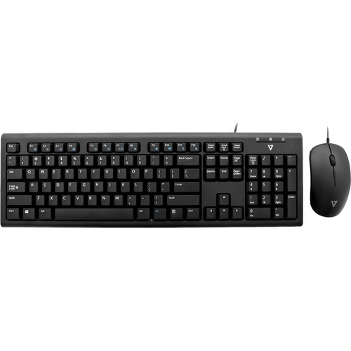 V7 CKU200USUSB Wired Keyboard and Mouse Combo - Black - US - USB Wired Keyboard and Mouse Combo - Black - US