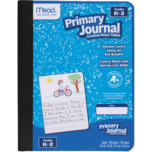 Mead K-2 Classroom Primary Journal - 100 Sheets - 7 1/2" x 9 4/5" - Assorted Cover - 12 / Carton