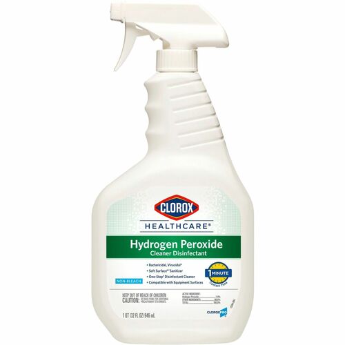 Clorox Healthcare Hydrogen Peroxide Cleaner Disinfectant Spray - 32 fl oz (1 quart) - 1 Each - Disinfectant, Non-corrosive, Virucidal, Anti-bacterial - Clear