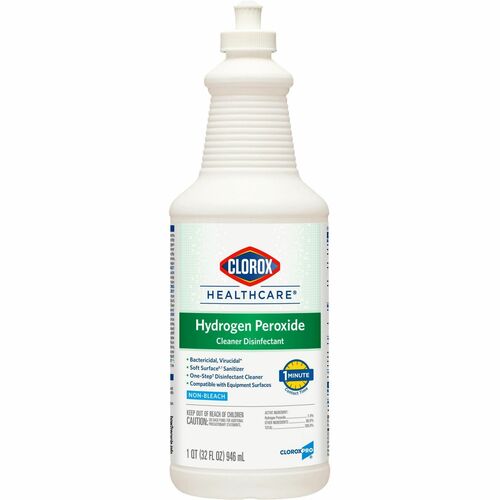 Clorox Healthcare Pull-Top Hydrogen Peroxide Cleaner Disinfectant - Ready-To-Use - 32 fl oz (1 quart) - 1 Each - Disinfectant, Anti-bacterial - Clear