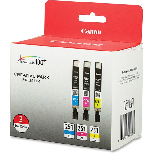 Canon CLI-251XL Original Inkjet Ink Cartridge - Cyan, Magenta, Yellow - 3 / Pack - Inkjet - 3 / Pack
