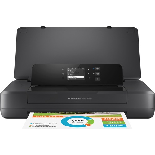 HP Officejet 200 Portable Inkjet Printer - Color - 20 ppm Mono / 19 ppm Color - 4800 x 1200 dpi Print - Manual Duplex Print - 50 Sheets Input - Wireless LAN - 500 Pages Duty Cycle - Photo Print - USB