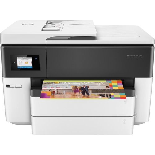 HP Officejet Pro 7740 Wireless Inkjet Multifunction Printer - Color - Copier/Fax/Printer/Scanner - 34 ppm Mono/34 ppm Color Print - 4800 x 1200 dpi Print - Automatic Duplex Print - Up to 30000 Pages Monthly - 500 sheets Input - Color Scanner - 1200 dpi Op