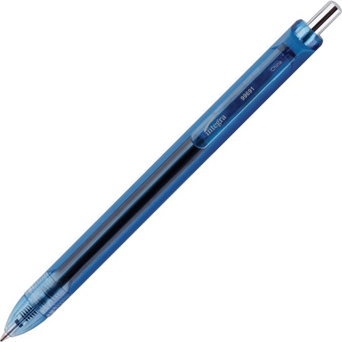 Integra Quick Dry Gel Ink Retractable Pen - 0.7 mm Pen Point Size - Retractable - Blue Gel-based Ink - 1 Dozen