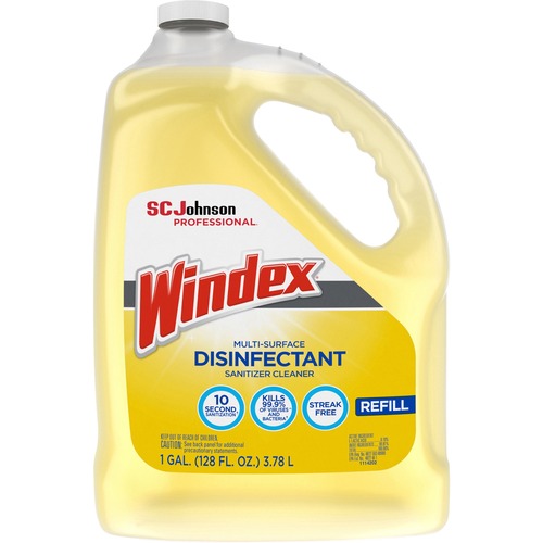 Windex® Multi-Surface Disinfectant Sanitizer Cleaner - 128 fl oz (4 quart)Bottle - 1 Each - Disinfectant, Residue-free, Anti-bacterial - Yellow