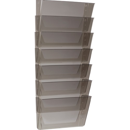 Storex Stacking Wall Pocket Set - 7" Height x 4" Width13" Length - Stackable - Smoke - Plastic - 7 / Set