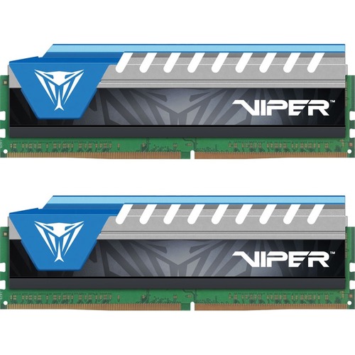 Patriot Memory Viper Elite Series DDR4 32GB (2 x 16GB) 2666MHz Kit (Black/Blue) - 32 GB (2 x 16GB) - DDR4-2666/PC4-21300 DDR4 SDRAM - 2666 MHz - 1.20 V - Retail - Non-ECC - Unbuffered - 288-pin - DIMM - Lifetime Warranty