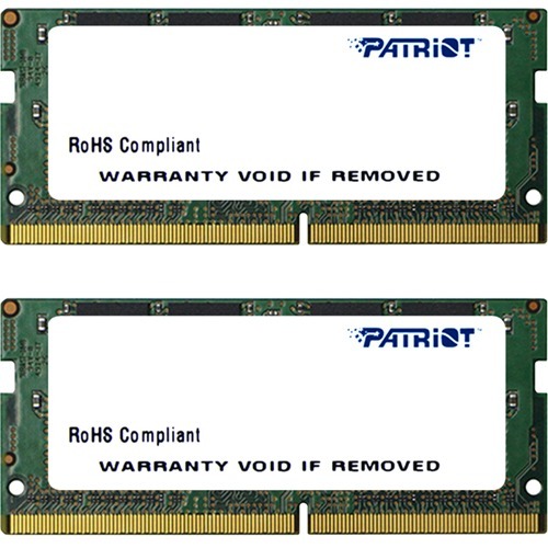 Patriot Memory Signature Line 32GB (2 x 16GB) DDR4 PC4-19200(2400Hz) CL17 SODIMM Kit - 32 GB (2 x 16GB) - DDR4-2400/PC4-19200 DDR4 SDRAM - 2400 MHz - CL17 - 1.20 V - Non-ECC - Unbuffered - 260-pin - SoDIMM - Lifetime Warranty