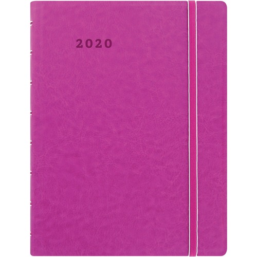 Filofax Weekly Planners - Weekly - January 2022 till December 2022 - 1 Week Double Page Layout - 5 13/16" x 8 1/4" Cream Sheet - Twin Wire - Fuchsia - Leather - Elastic Closure