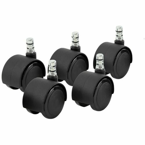 Master Mfg. Co Noiseless Duet Chair Mat Casters - 7/16" Dia. x 7/8" Long Dual Grip Ring Stem, 110 lbs./Caster, Matte Black, 5/Set