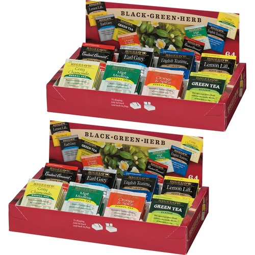 Bigelow® Assorted Flavor Herbal Tea, Black Tea, Green Tea Bag - 128 / Bundle