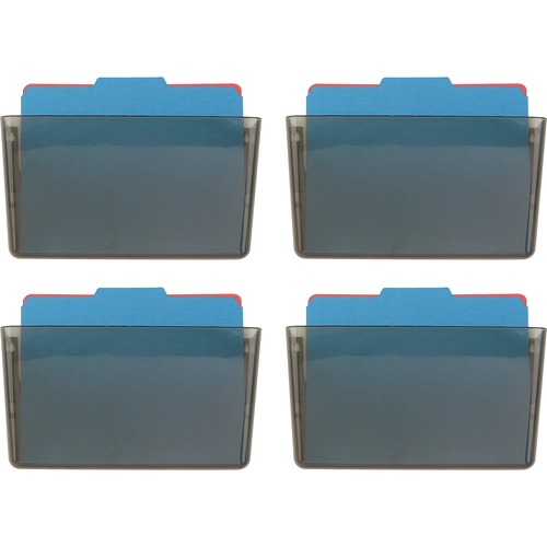 Officemate Mountable Wall File - 7" Height x 13" Width x 4.1" Depth - Smoke - Plastic - 4 / Carton