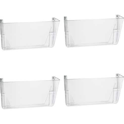 Officemate Mountable Wall File - 7" Height x 13" Width x 4.1" Depth - Clear - Plastic - 4 / Carton