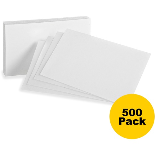 Oxford Plain Index Cards - 3" x 5" - 85 lb Basis Weight - 500 / Bundle - Sustainable Forestry Initiative (SFI) - White