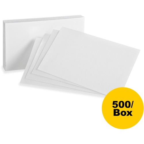 Oxford Plain Index Cards - 5" x 8" - 85 lb Basis Weight - 500 / Box - Sustainable Forestry Initiative (SFI) - White