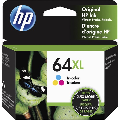 HP 64XL (N9J91AN) Ink Cartridge - Tri-color - Inkjet - High Yield - 415 Pages - 1 Each
