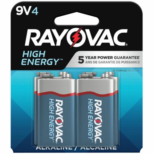 Rayovac High-Energy Alkaline 9-Volt Batteries - For Multipurpose - 9V - 9 V DC - 4 / Pack